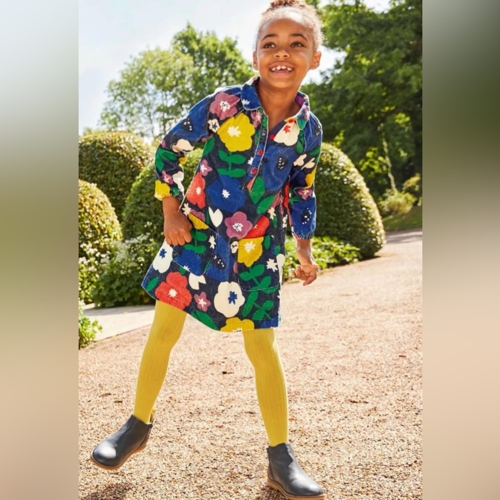 Mini Biden Collared Bright Floral Long Sleeve Dress
 | Size 11-12y